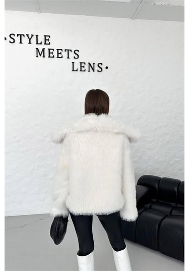 Kadın Yüksek Kalite İthal Kürk Mont Dpnbg037 Ekru