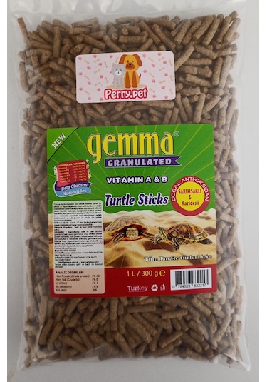 Gemma Turtle Sticks Sarımsaklı ve Karidesli Kaplumbağa Yemi 1 Litre 300 G