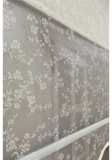 İncilifehome İcl4003 Çift Mekanizmalı Dal Desenli Tül Ve Stor Perde Kırık Beyaz Kırık Beyaz