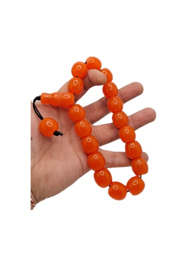 Han Ticarethane Büyük Boy Özel Model Somon Turuncu Renk Efe Maskot Toz Kehribar Tesbih