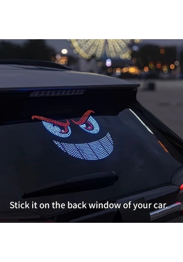 Willowhaven 3 Adet Akıllı Led Araba Dekoratif Işıkları Red White 11 Mod Renkli Işık Modları Şeytan Gözü Dinamik İfade Ekranı Usb Fişli Araba Çıkartma Işıkları