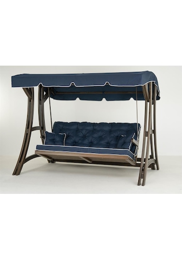 Akasya Ladin Ahşap Salıncak Dış Mekan Bahçe, Teras Salıncağı -lacivert Lacivert