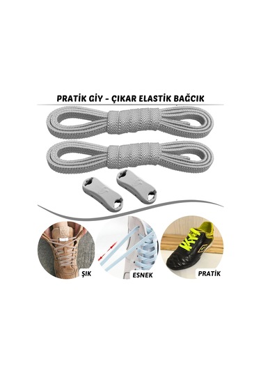 Tak Bırak, Klipsli Elastik, Yeni Nesil Akıllı Bağcık, Açık Gri