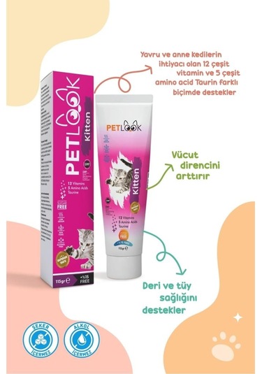 Petlook Kitten Yavru Kediler İçin Malt Macun 115 G
