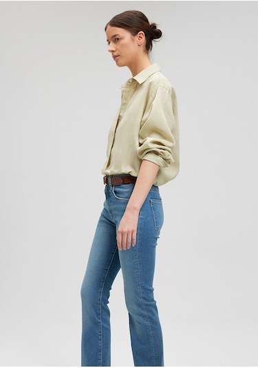 Mavi - Yeşil Keten Gömlek 1210747-71729 Yeşil