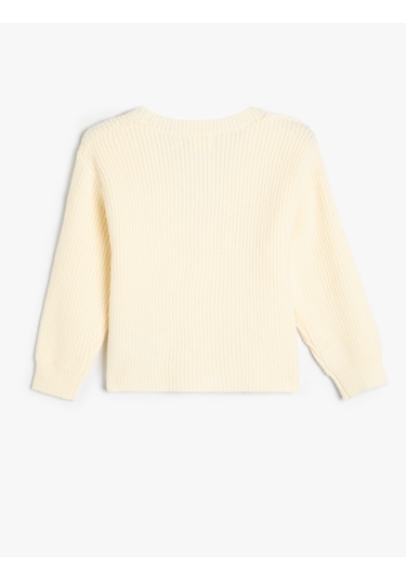 Koton Basic Hırka V Yaka Düğme Detaylı Ekru 5wkg90014at Ekru