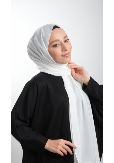 Krem Düz Klasik Şal Medine Ipeği Sade 202103_40 Krem