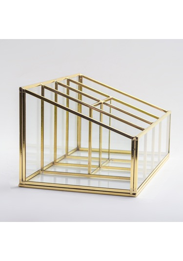 6 Bölmeli Cam Organizer Pirinç & Gold