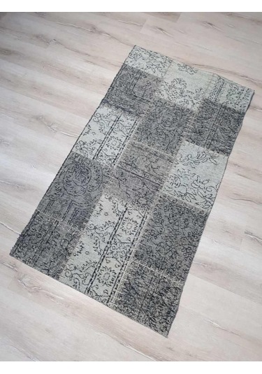Türkmen Halı Vintage Mood 3205A Gri 80X150Cm Patchwork Kilim