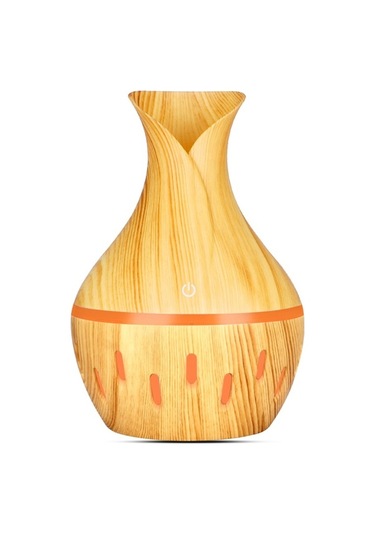 Pazly 300ml Ahşap Vazo Tasarımlı Esans Yağ Difüzörü & Nemlendirici - Led Aromaterapi Cihazı