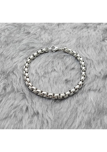 Chavin 6 mm. 21 cm. Gri Çelik Erkek Bileklik er33-6 Çelik