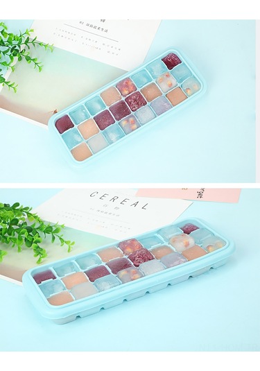 Suofeng Ev Ve Bar Kullanıma Silikon Buzluk, 24 Hücreli Kapaklı Buz Kalıbı, Mavi Renkli Dayanıklı Buz Kutusu Çok Renkli