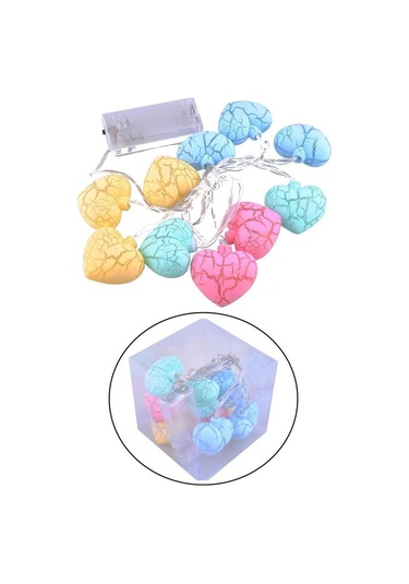 Hdmarketim Rengarenk Çatlak Kalp 10'lu Dekoratif Led Lamba (2 Met