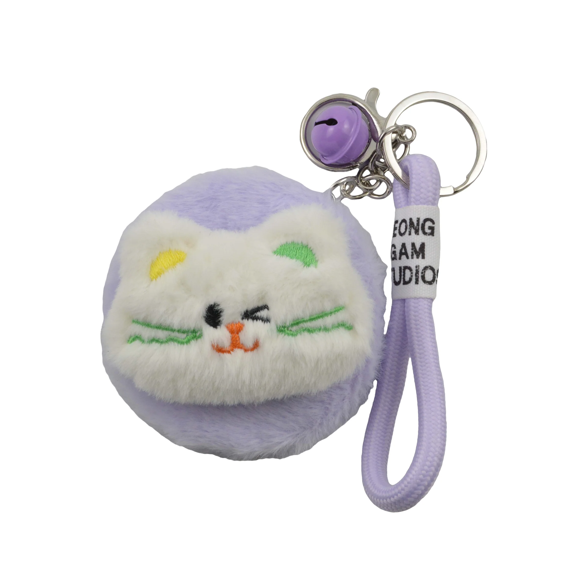Peluş Cep Ayna Kedi Veya Ayı Figürlü Anahtarlık Lila