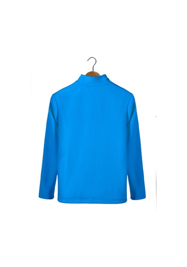 Mavi Yarım Fermuarlı Regular Kalıp Dik Yaka Polar Sweatshirt Mavi