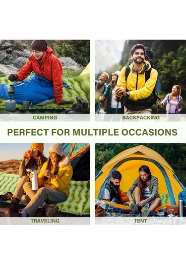 Userfriendly11 Yeşil Kamp Matı Hafif Şişme Taşınabilir Doğa Maceraları İçin Uyku Yatağı Yeşil