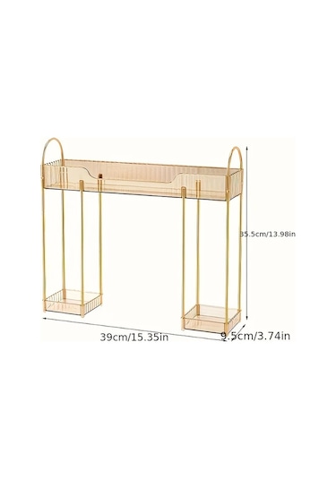 Willowhaven Çok Amaçlı Amber Banyo Organizer - 2 Katlı Kozmetik Ve Tuvalet Rafı Kehribar