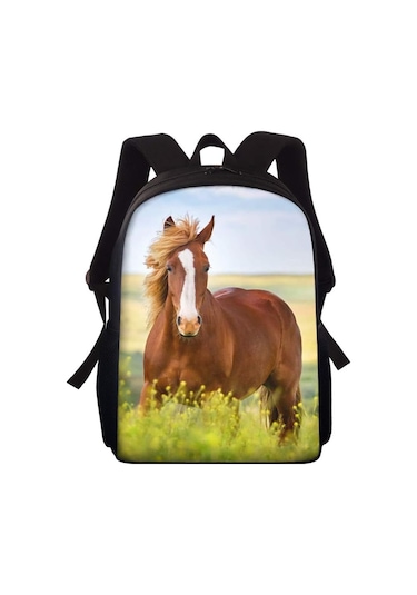 Su Şişesi Tutuculu Çocuk Sırt Çantası Kız Okul Çantası Okul Öncesi Anaokulu Kitap Çantası Erkek At Sevimli Siyah