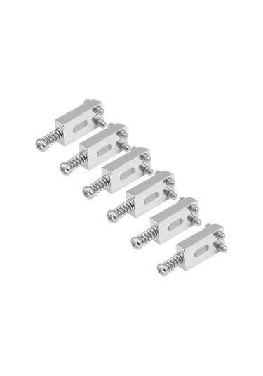 Hfambition Elektro Gitar Tuzak Demiri Aksesuarı - 6 Adet Metal Uyumlu, Yükseklik Ayarlı + Sekizgen Anahtar Gümüş