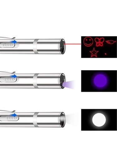 Usb İle Şarj Edilebilen 3ın 1 Kırmızı Işık +beyaz Led Meşale Işık Çok Renkli