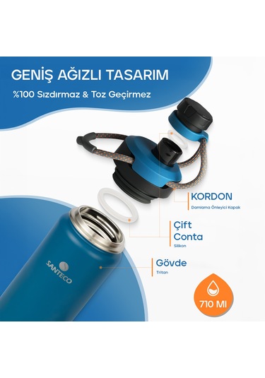 Santeco Ktwo Sporcu Termosu 710 Ml-mavi