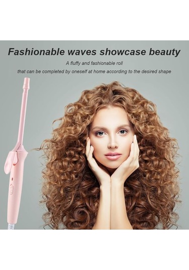 Wezone 9mm Turmalin Seramik Kaplama Mini Kıvırıcı, Hızlı Isınma, Otomatik Kapatma, Negatif İyon, Saç Koruma - Pembe