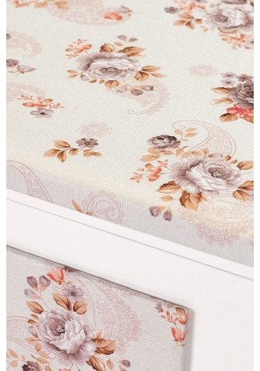 Mistik Home Rose Katlanır Dolaplı Ütü Masası Beyaz Gövde, Kahverengi Çiçek Desenli Beyaz/kahverengi