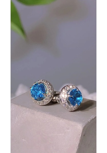 Alekseev Jewellery 925 Aylık Gümüş Topaz Taşlı Pırlanta Küpeler 250099433 Diğer