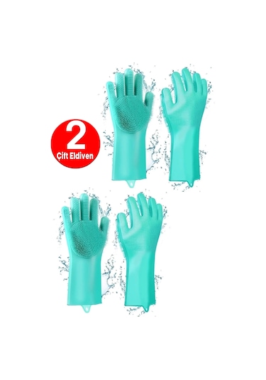 Sihirli Silikon Mutfak Temizlik Eldiveni Bulaşık Yıkama Eldiveni