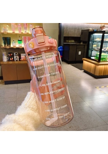 Semgears 2000 Ml. Büyük Kapasiteli Sızdırmaz Taşınabilir Su Şişesi - Mavi 73wk4f Açık Pembe