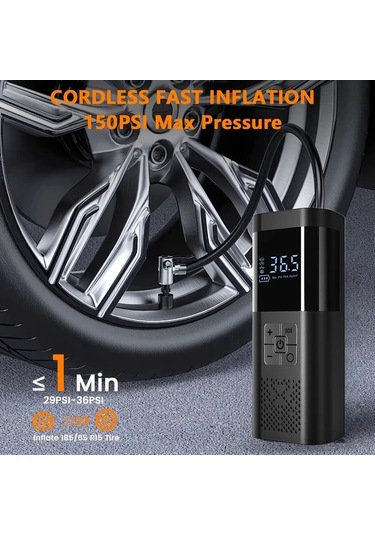 Primepickings Fast Tire Inflator Sm02-15-3 150psı Portatif Lastik Şişirme Kompresörü Led Işıklı 2025 Yükseltmeli