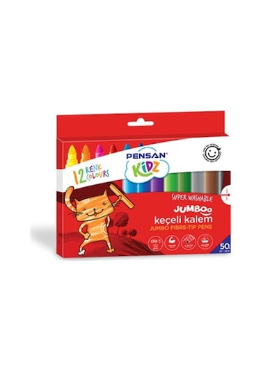 Pensan Keçeli Boya Kalemi Kidz Jumbo Yıknabilir 12 Renk 99040