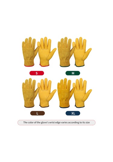Kangvka S Boyutu Sarı İnek Derisi İş Eldiveni - Kaymazlı Dayanıklı - Elektrik Kaynağı, Araç Tamiri, Bahçecilik Koruması