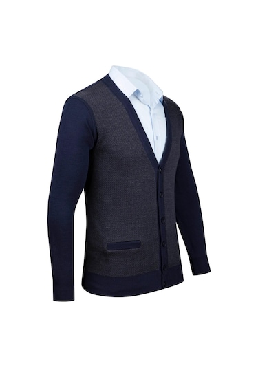 Erkek Büyük Beden V Yaka Triko Hırka Düğmeli 5014mb Bgl-st04040 Lacivert