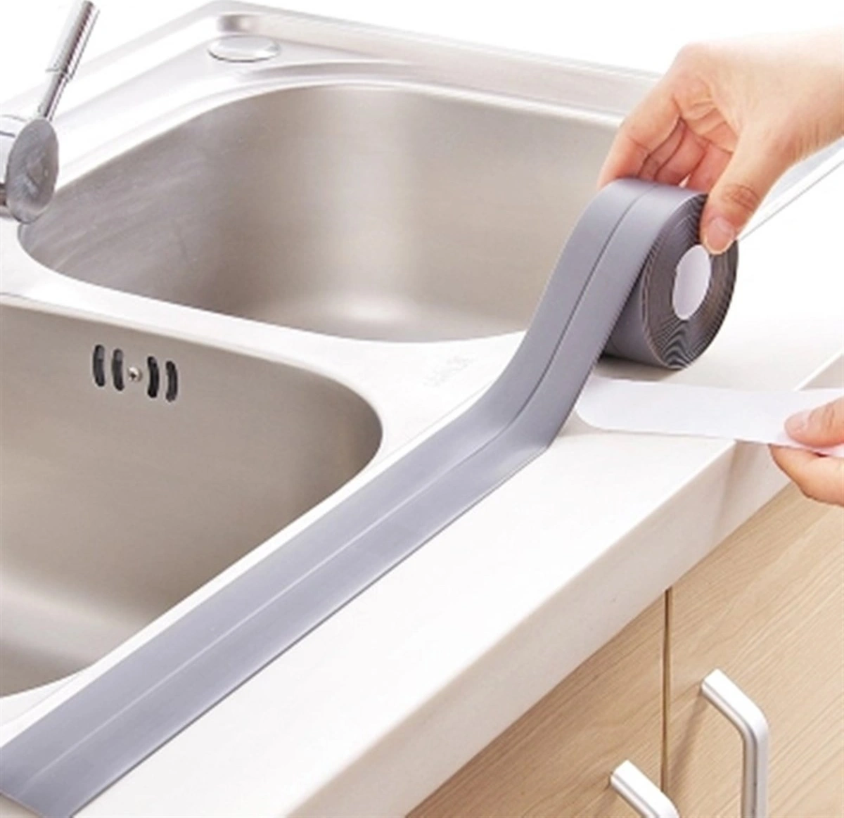 Gri Su Sızdırmaz Banyo Mutfak Lavabo Küvet İzolasyon Şerit Bant 4741