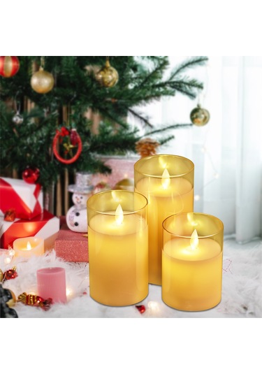 Tenfowee Uzaktan Kumandalı Led Alevsiz Mum Seti - 3 Adet, Sıcak Beyaz Işık, Ev Dekorasyonu Ve Hediye İçin İdeal