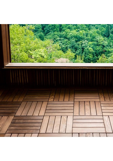 Pafu Sunsoe Dişbudak Ağacı Balkon Bahçe Ahşap Yer Döşemesi Karo Deck 30x30 Cm - 1 Adet 0,09m2