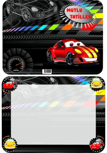 Gen-of Yarış Arabası Temalı 27x36 Karton İlkokul Yatay Karne Kabı 20 Adet