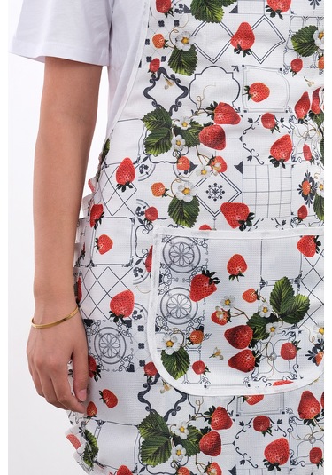 Jarse Frilly İkili Paket Sıvı Geçirmez Su Geçirmez Mutfak Önlüğü Çilek