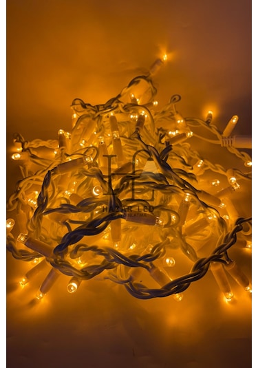 2 Metre Saçak Led 144 Ledli 16 Saçaklı Eklenebilir Ip65 Dış Mekan Sarı Amber Dekoratif Led Işık Yılbaşı Süsü Amber