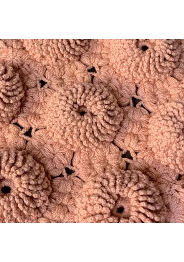 Uretti - Yıldız 7202 - El Yapımı Pembe Çiçekli Banyo Lifi - 30 X 30 Cm