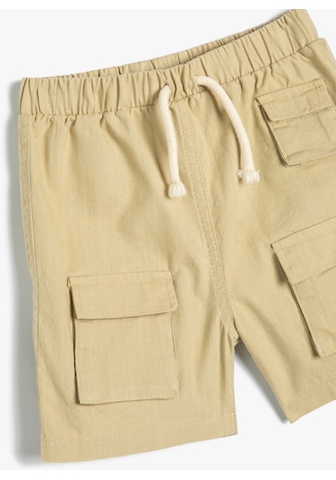Koton Şort Kapaklı Cepli Beli Bağlamalı Pamuklu Haki 4smb40064tw Haki