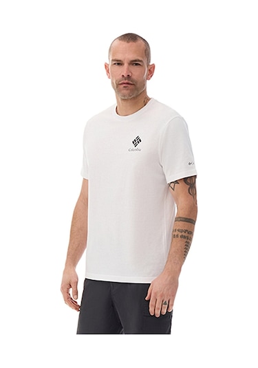 Columbia Cs0481 Csc M Stacked Gem Ss Erkek T-shirt-33123 Beyaz