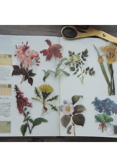 40 Adet Yağlıboya Çiçek Tarzı Şeffaf Etiket Scrapbooking Dıy Hediye Ambalaj Etiketi Hediye Dekorasyon Etiketi Diğer