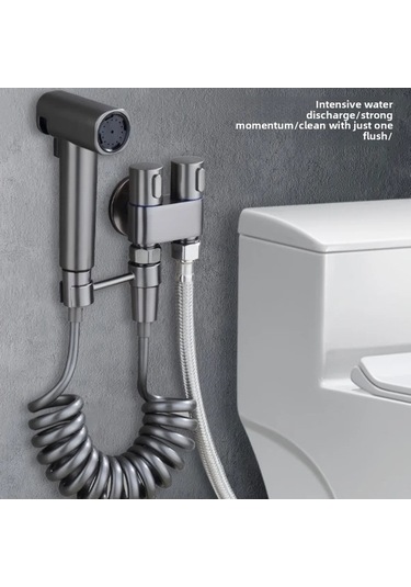 Fastbuy Dream011 Siyah Mat Tuvalet El Tipi Bide Seti 78 Inç Uzatma Hortumu Cift Kontrollü Valf Kendinden Temizlemeli Duş Başl Mat Siyah