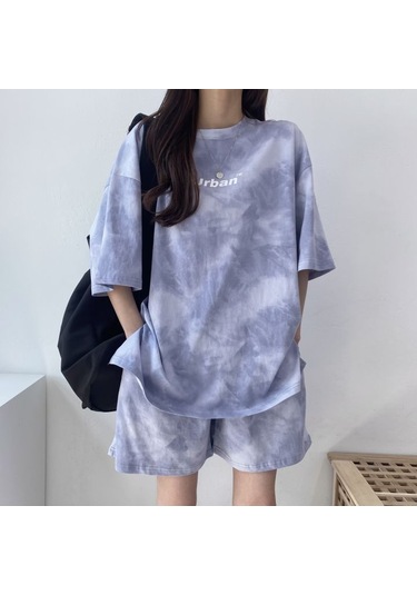 İnce Kesim Spor Ve Rahat Kadın Üst Ve Şort İkili Set Mavi