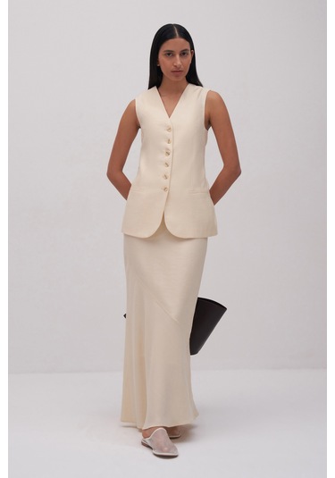 Ekru Luciano Maxi Etek Ekru