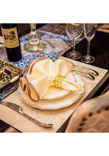 Ximistore9 Üçgen S Şekilli Dayanıklı Metal Peçete Halkası Seti - 12'li Altın Renk Altın