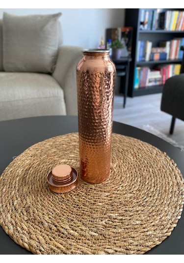 Dövme Desenli Bakır Matara - Termos - Suluk Bakır Su Şişesi Bakır