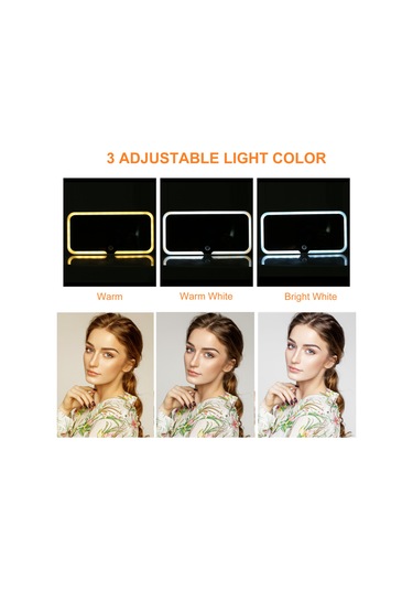 Qingmipy Araç Led Aynalı Makyaj Aydınlatmalı Güneşlik - 3 Renk Aydınlatma, Şarj Kablolu Beyaz
